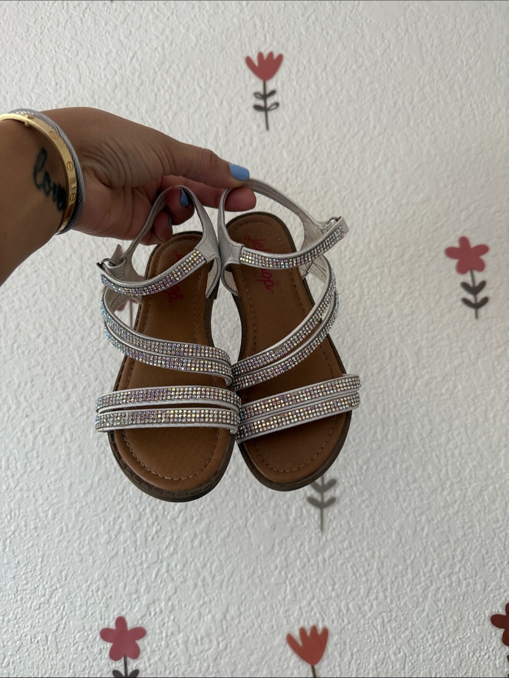 Sparkly Silver Strappy Rhinestone Sandals